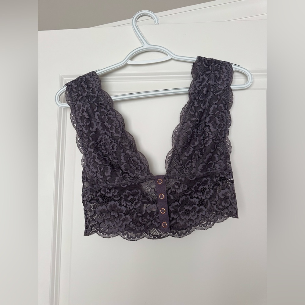Free People Charcoal Lace Bralette
